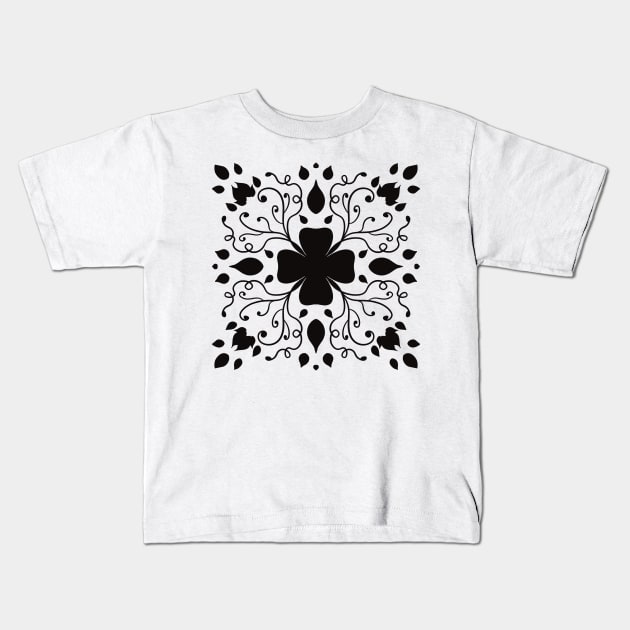 Black Clover Pattern Kids T-Shirt by Xatutik-Art